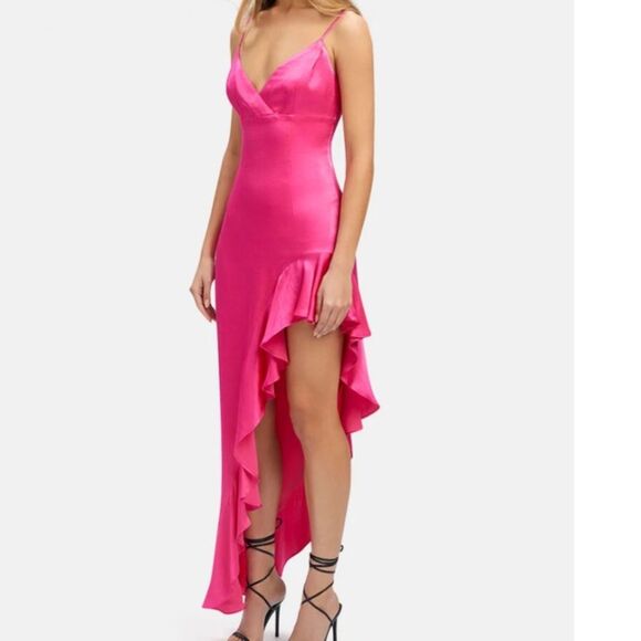 Nwt Bardot Ember Midi Dress In Pop Pink Asymmetrical - Picture 1 of 7